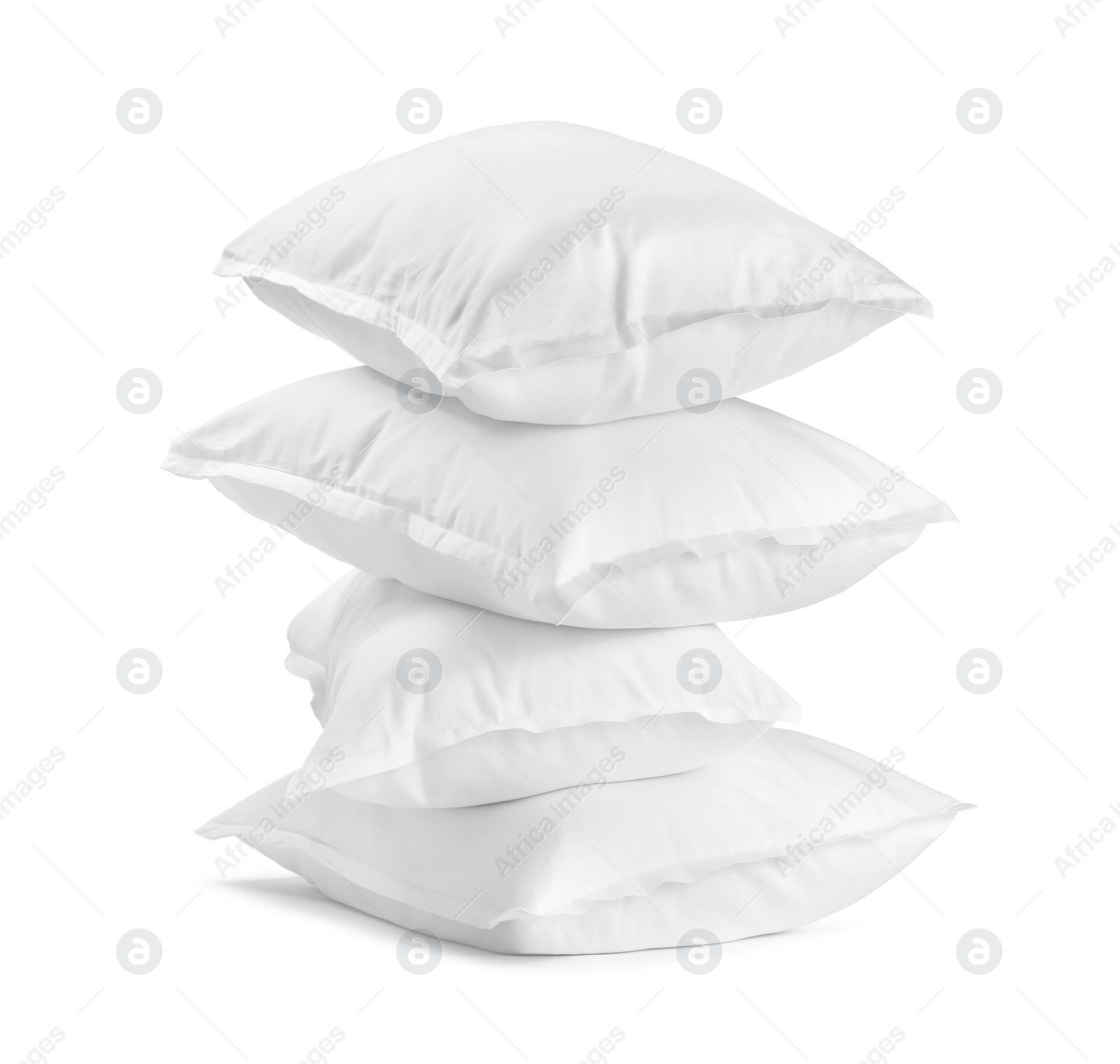 Photo of Stack of soft pillows isolated on white