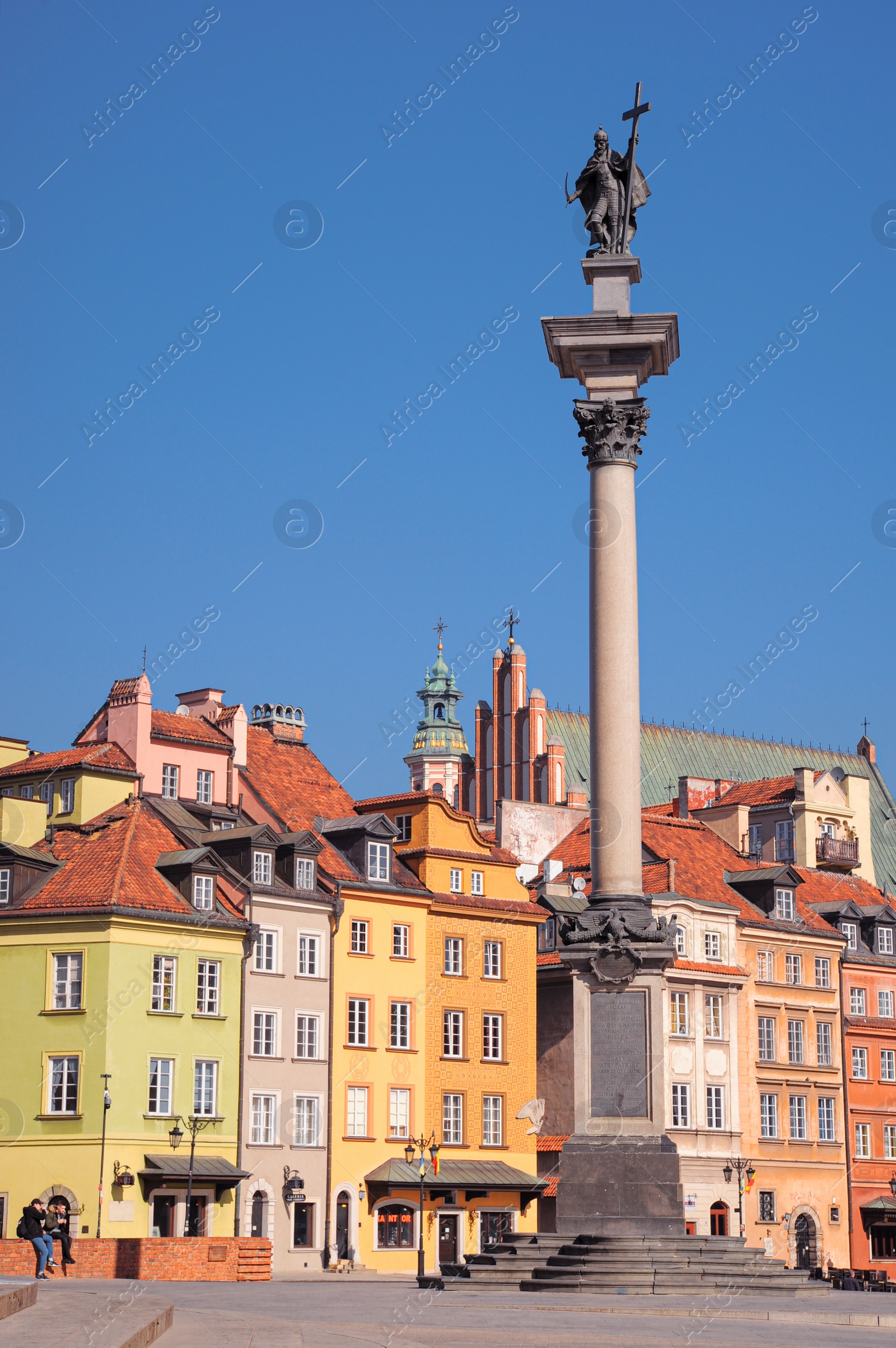 Photo of WARSAW, POLAND - MARCH 22, 2022: Beautiful view of Sigismund's Column in Old Town on sunny day