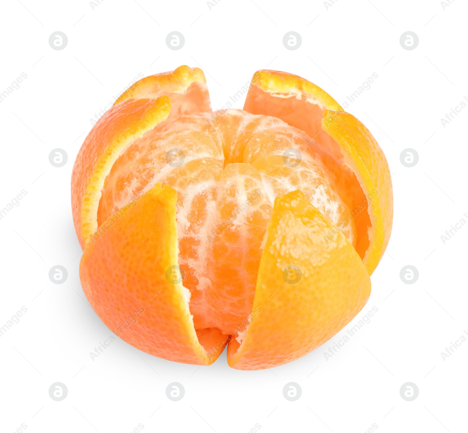 Photo of One fresh ripe tangerine isolated on white