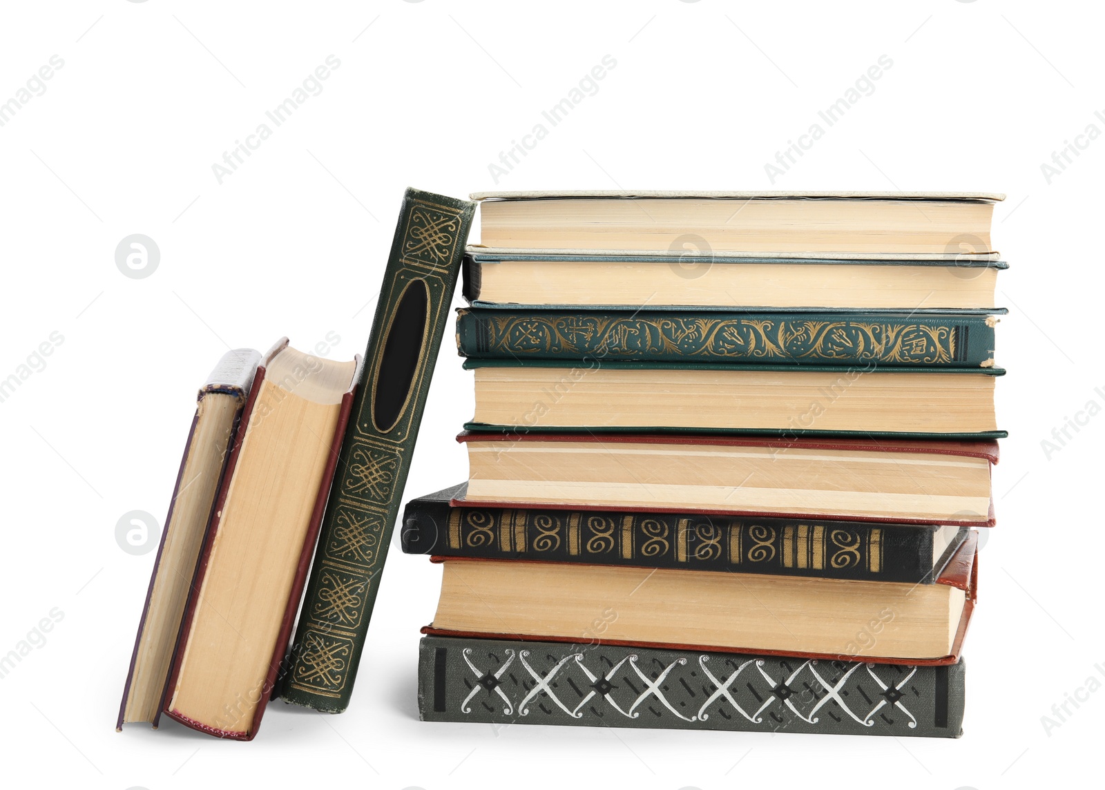 Photo of Collection of different books isolated on white