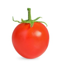 Photo of One ripe cherry tomato isolated on white