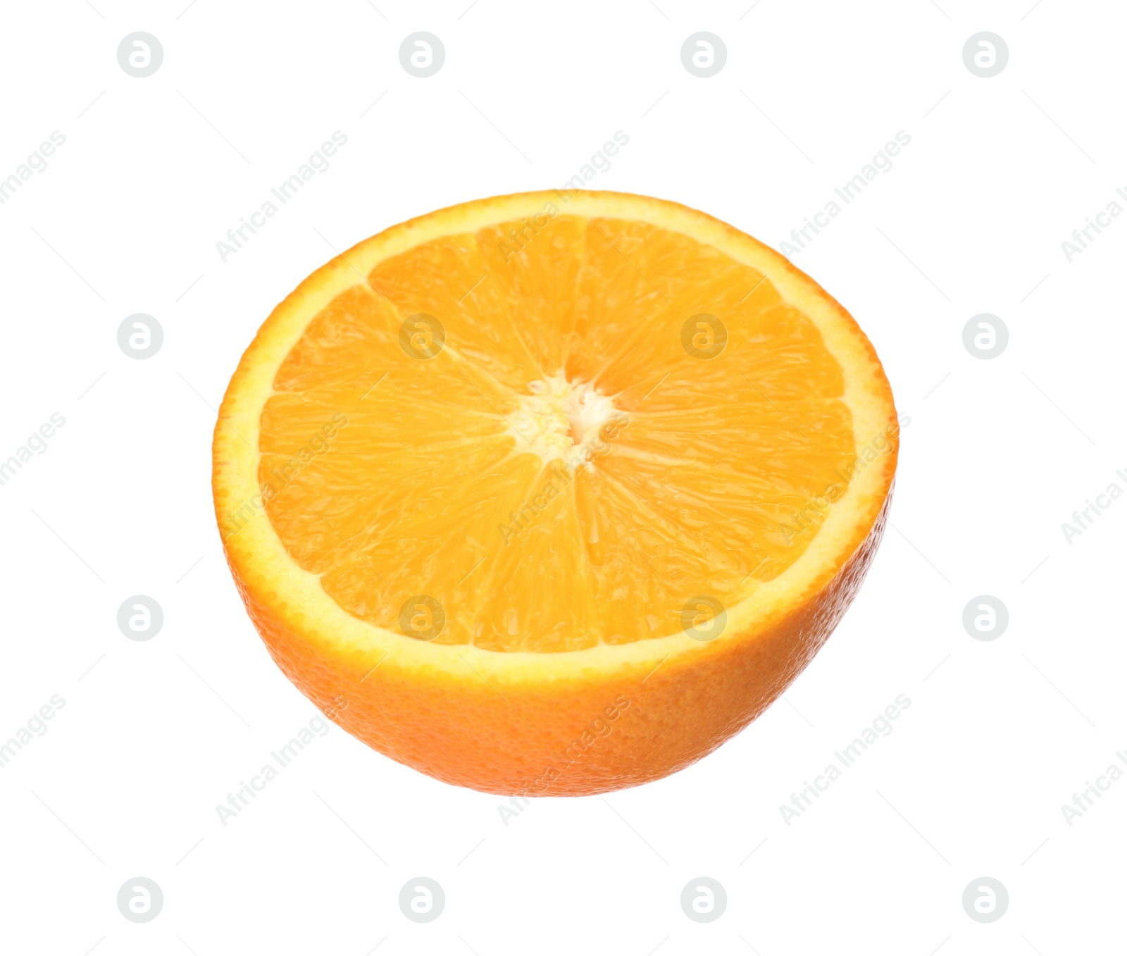 Photo of Half of fresh ripe orange isolated on white