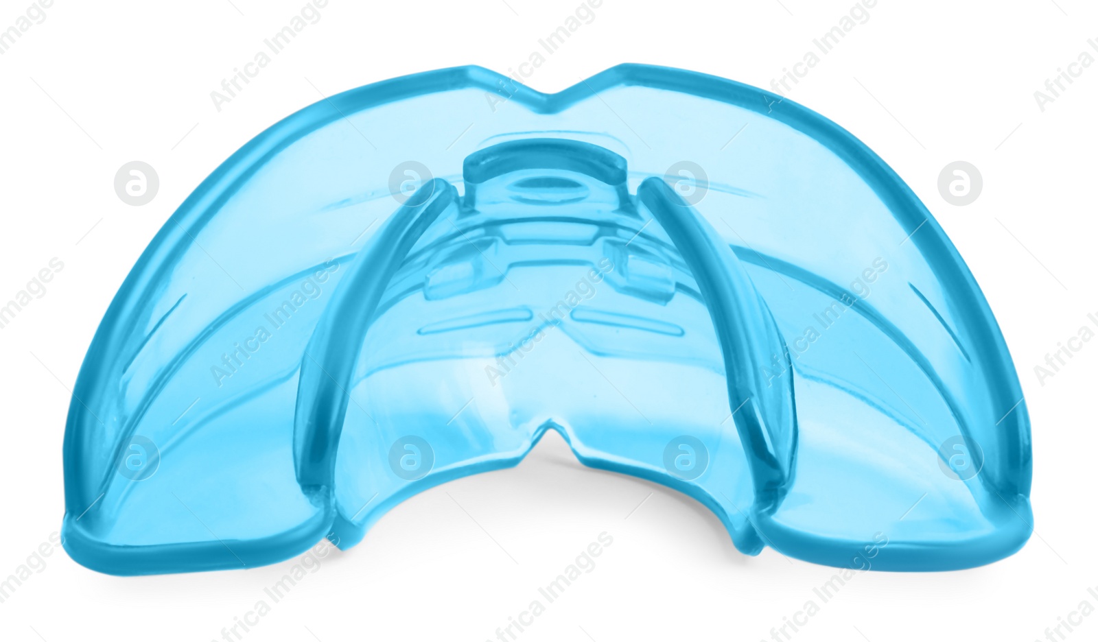 Photo of Transparent dental mouth guard isolated on white. Bite correction