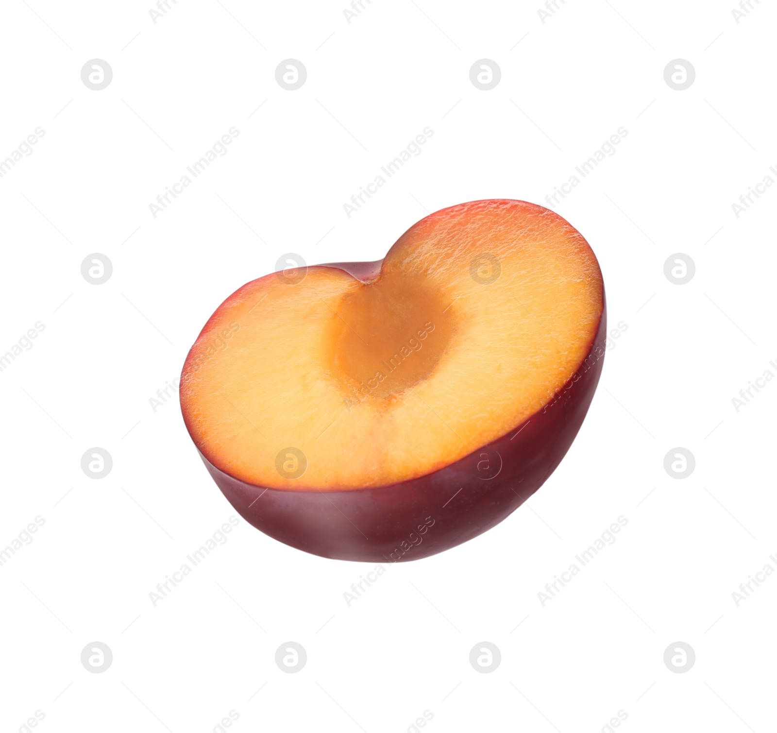 Photo of Half of ripe plum isolated on white