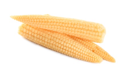 Photo of Fresh baby corn cobs on white background