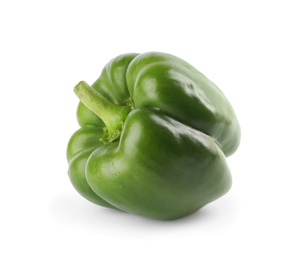 Fresh ripe green bell pepper isolated on white