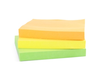 Photo of Colorful sticky notes on white background. School stationery