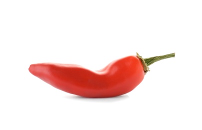 Photo of Ripe hot chili pepper on white background