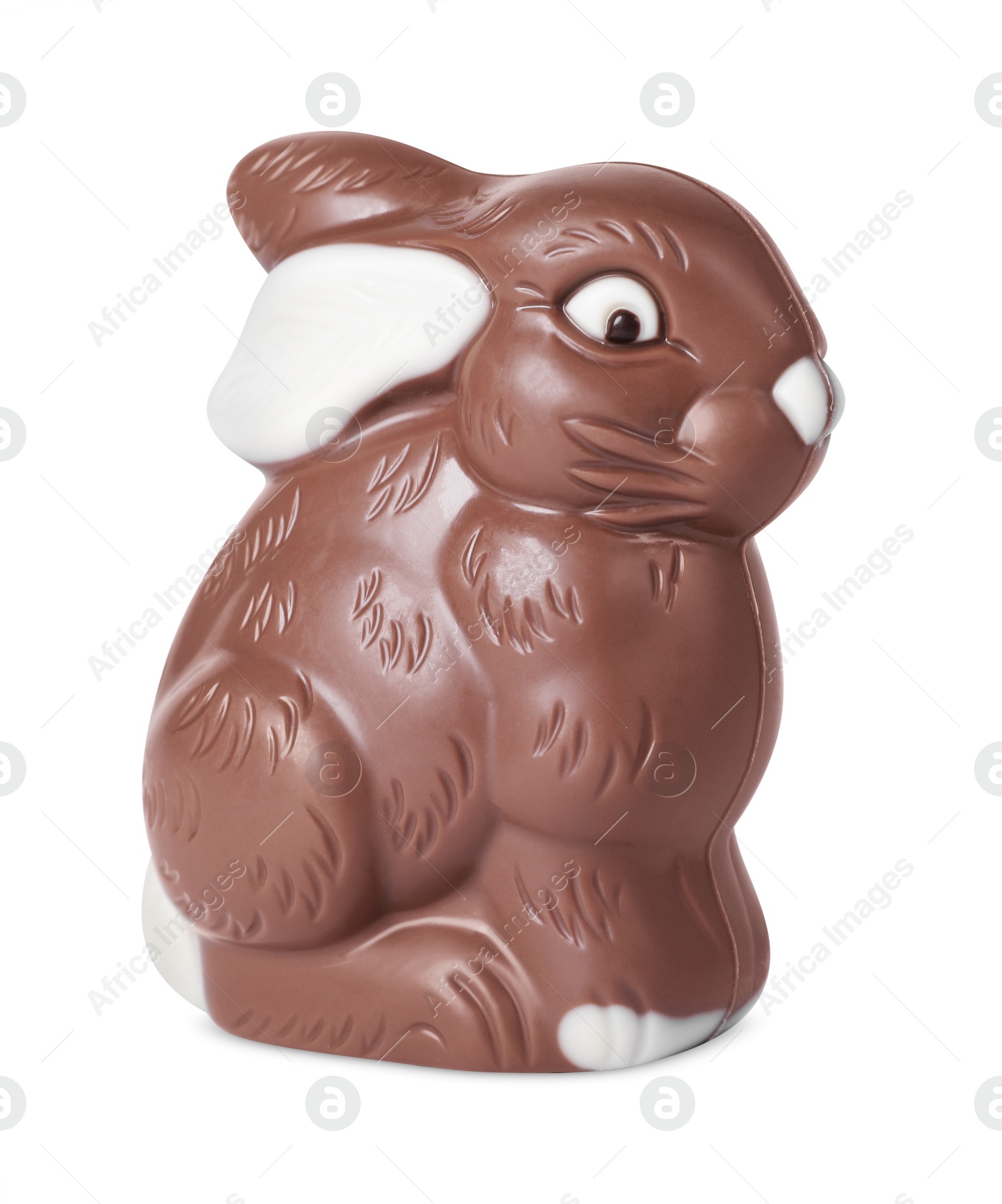 Photo of Chocolate bunny isolated on white. Easter celebration