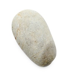 Photo of One light stone isolated on white, top view