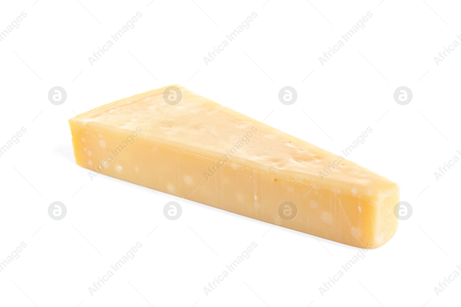 Photo of Piece of tasty parmesan cheese isolated on white