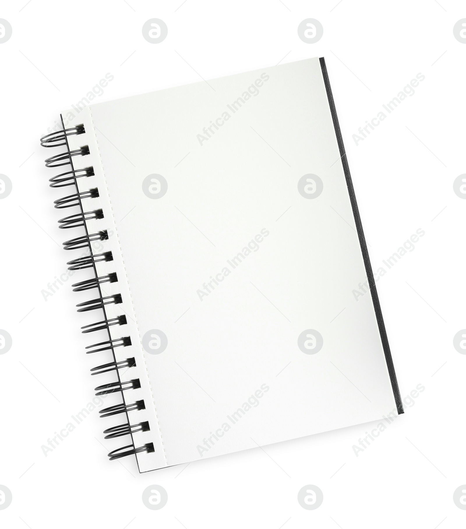 Photo of One notebook isolated on white, top view