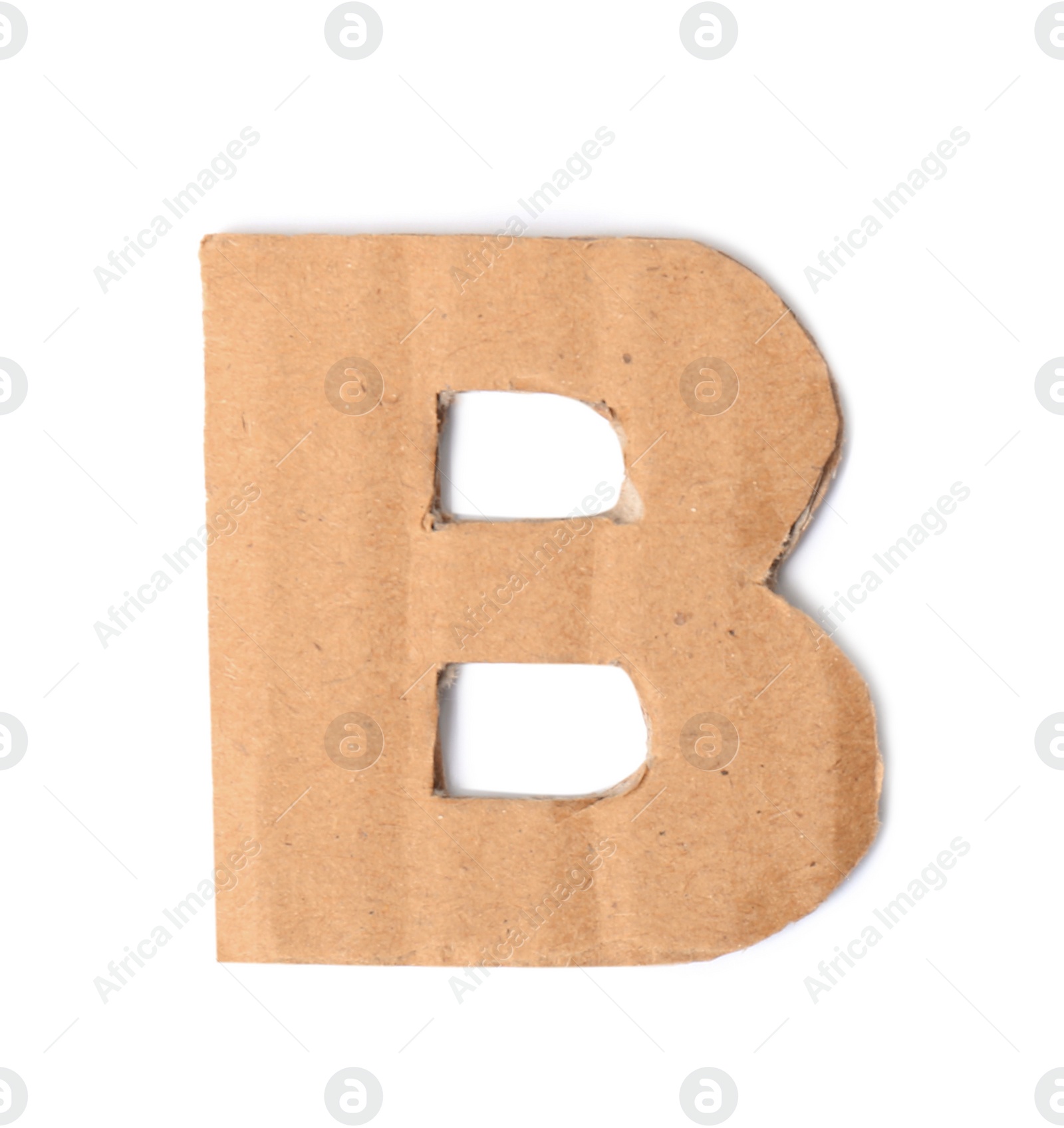 Photo of Letter B made of cardboard on white background