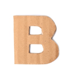 Photo of Letter B made of cardboard on white background