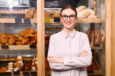 Photo of Portrait of female business owner in bakery