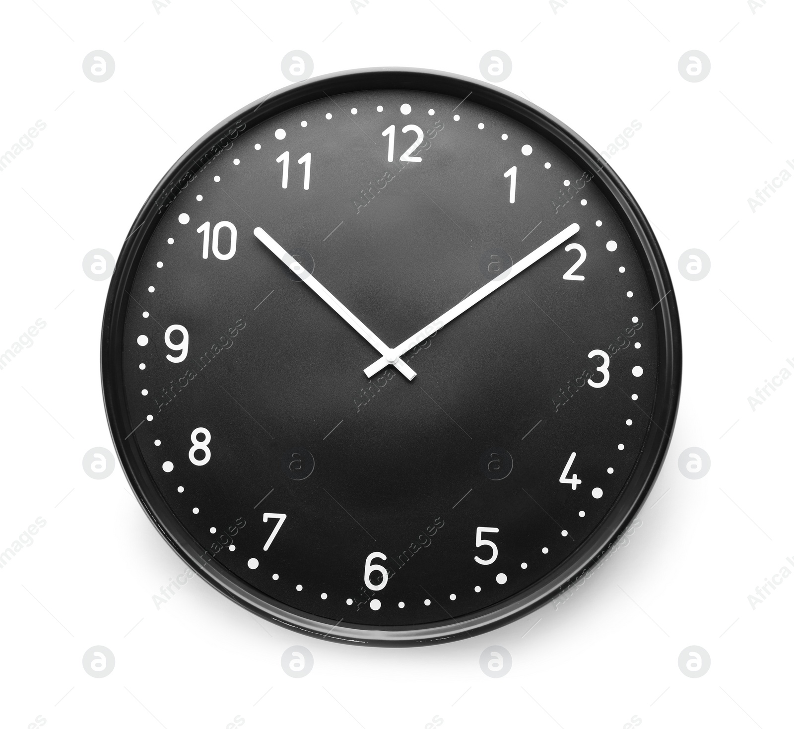Photo of Modern clock on white background. Time management