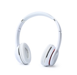 Photo of Stylish modern headphones with earmuffs on white background