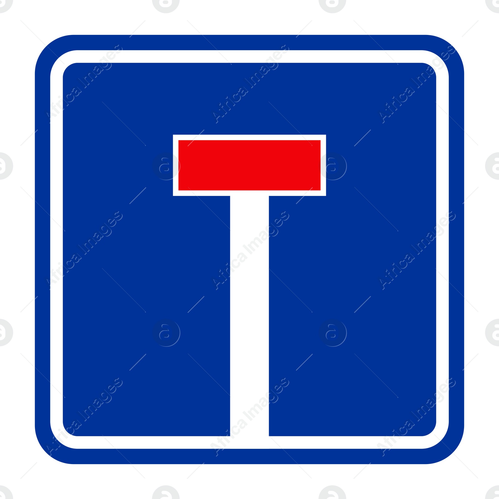 Illustration of Traffic sign NO THROUGH ROAD FOR VEHICLES on white background, illustration 