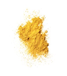 Dry curry powder isolated on white, top view