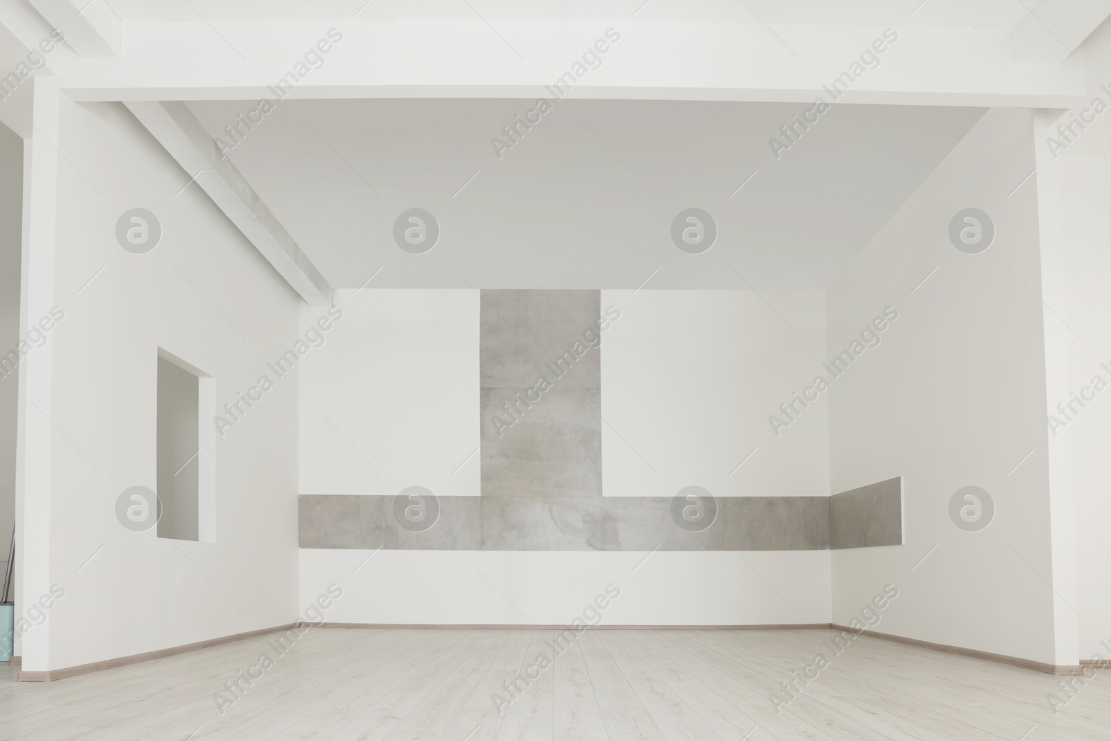 Photo of Empty office room with white walls and ventilation system. Interior design