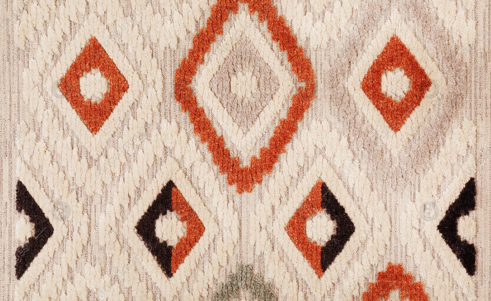 Image of Soft carpet with beautiful pattern as background, top view