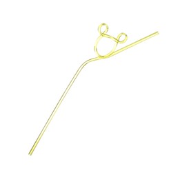 Photo of Yellow plastic loop straw for drink isolated on white