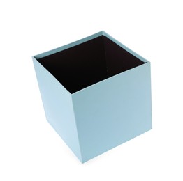 Photo of Light blue empty gift box isolated on white