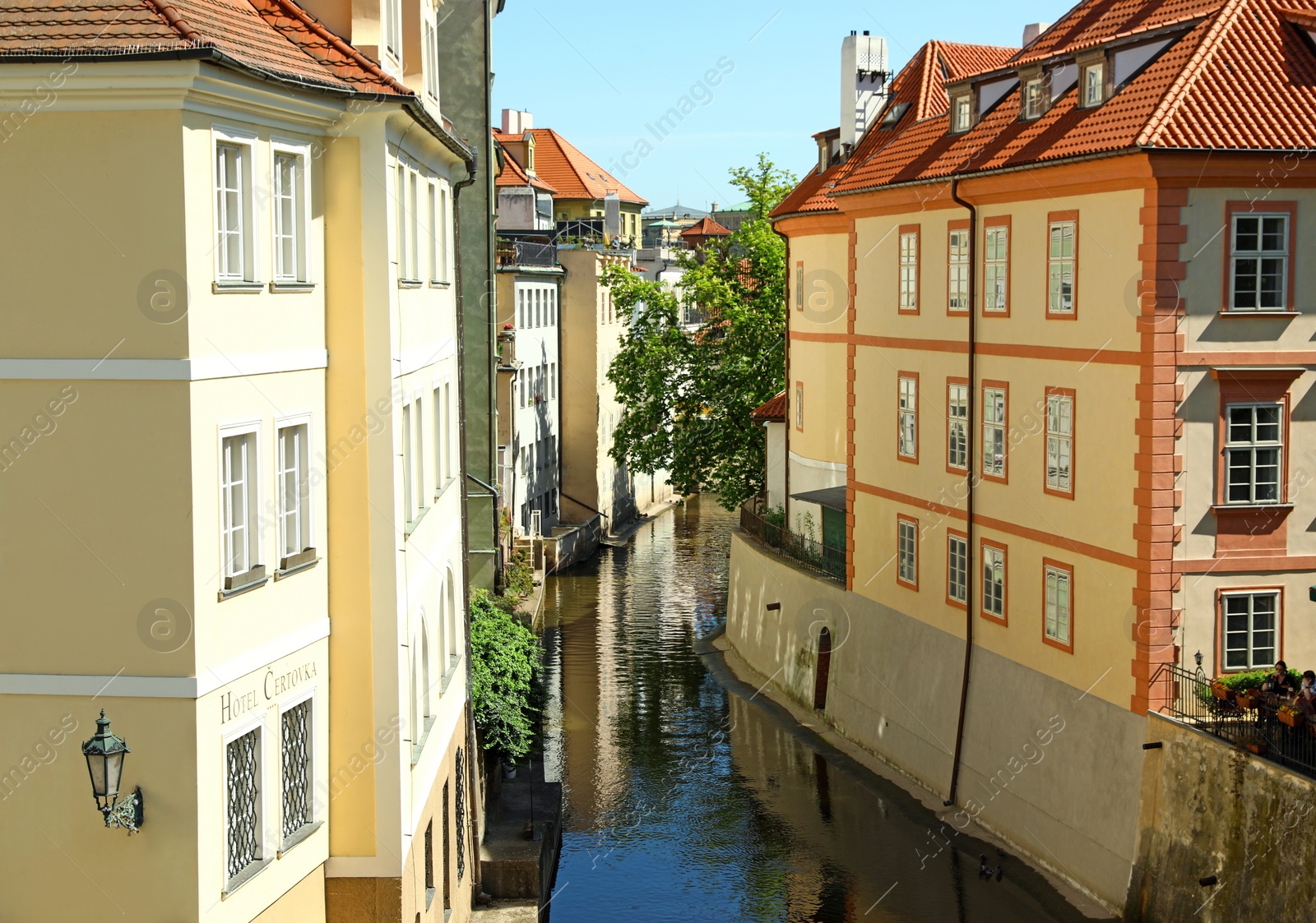 Photo of PRAGUE, CZECH REPUBLIC - APRIL 25, 2019: Certovka canal or Little Venice with beautiful buildings