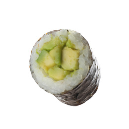Photo of Sushi roll with avocado isolated on white