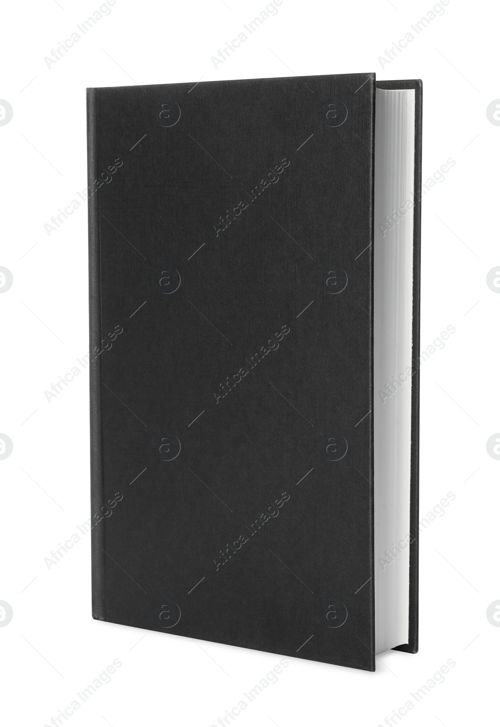 Photo of Closed book with black hard cover isolated on white