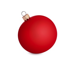 Photo of Beautiful red Christmas ball isolated on white