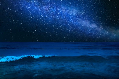 Image of Amazing starry sky over sea at night