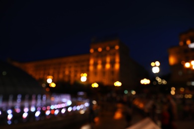 Photo of Blurred view of beautiful city at night. Bokeh effect