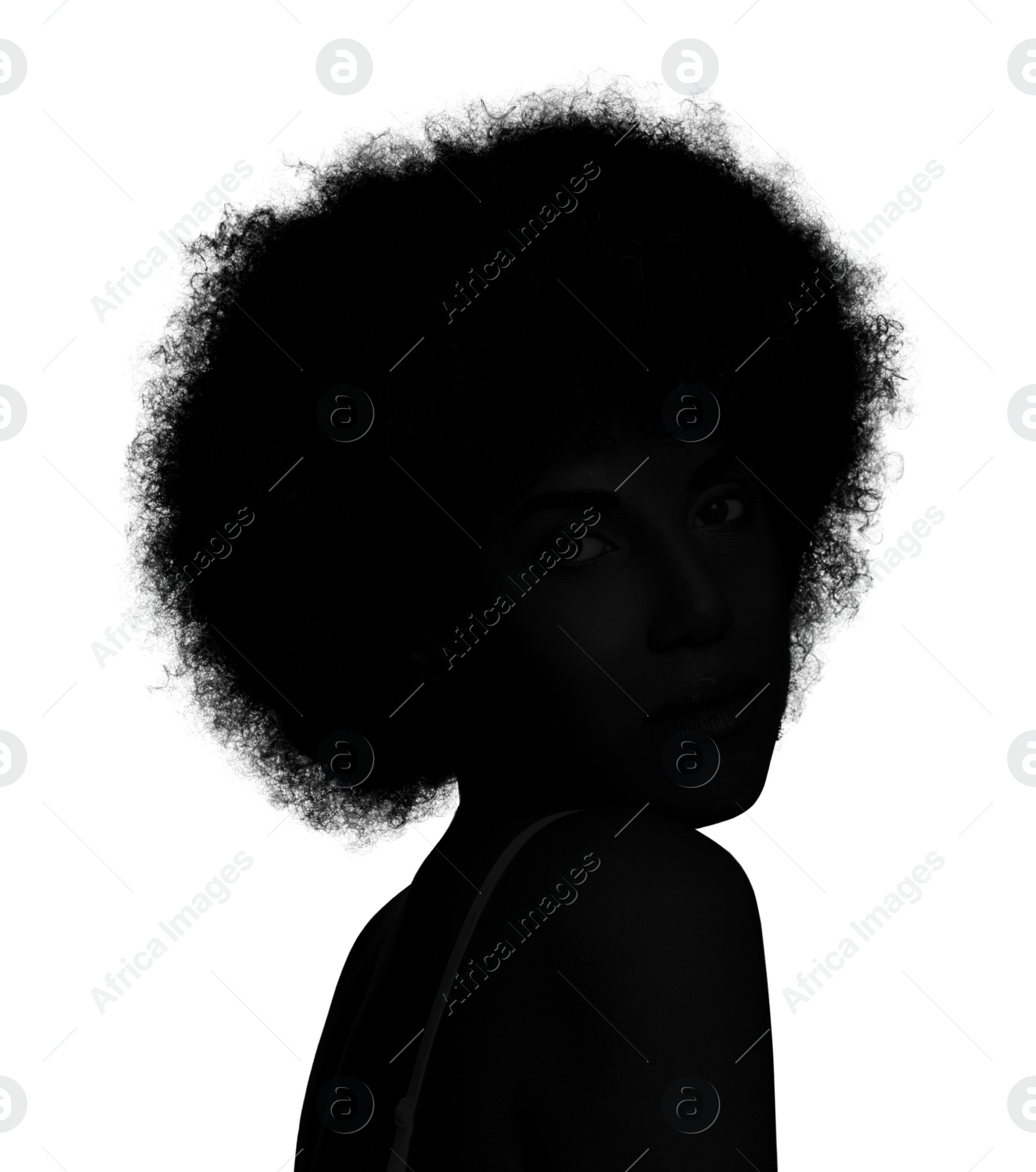 Image of Silhouette of one woman isolated on white