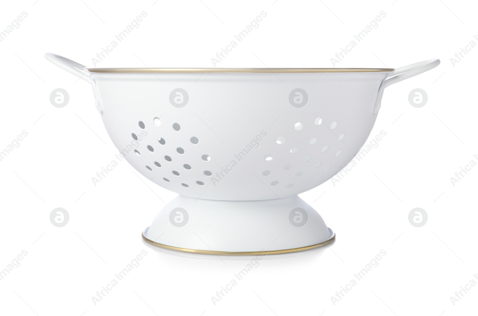 Photo of One clean empty colander isolated on white