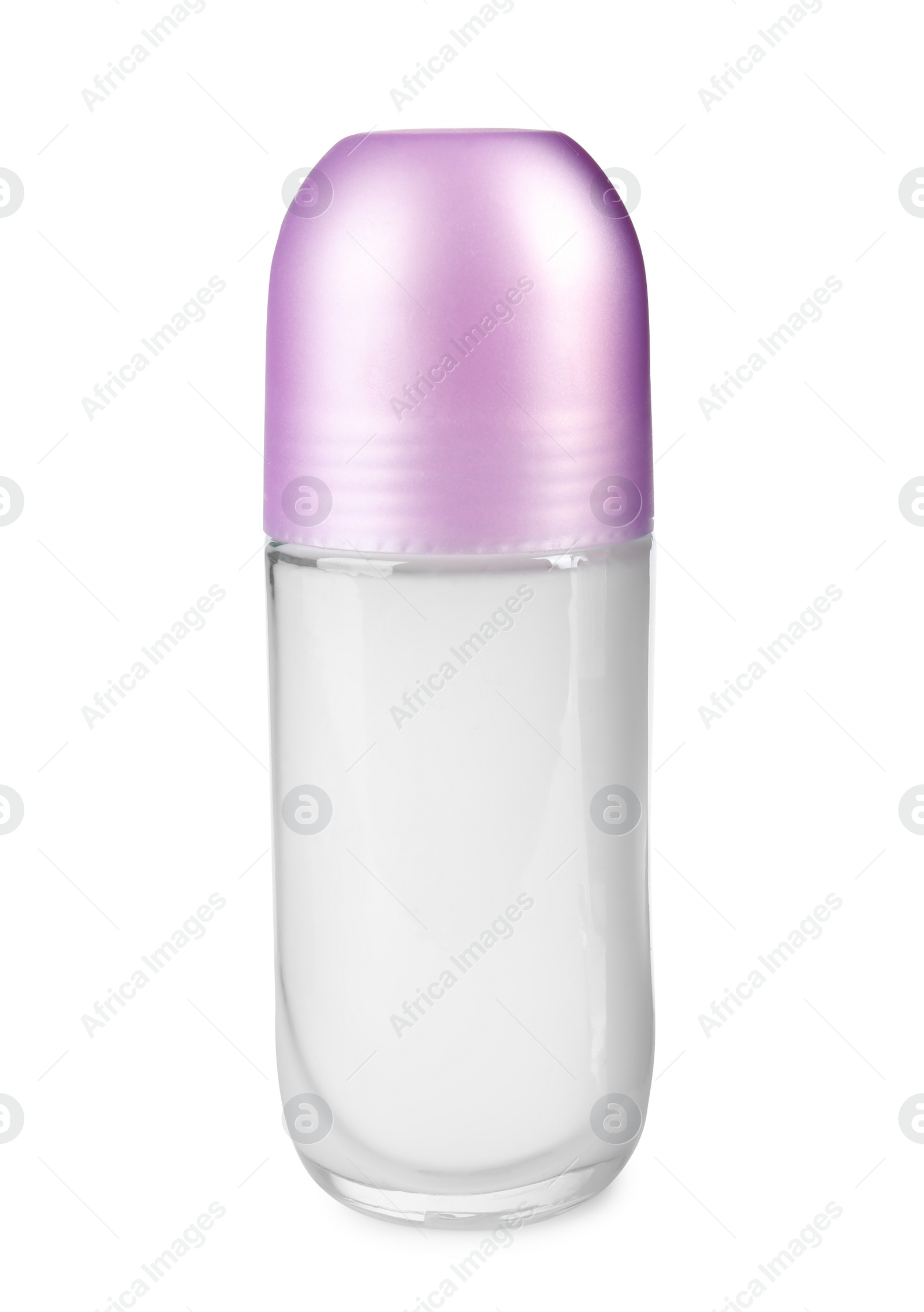 Photo of Blank glass deodorant container on white background