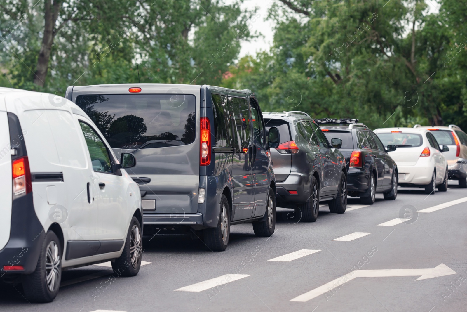 Photo of Cars in traffic jam on city street