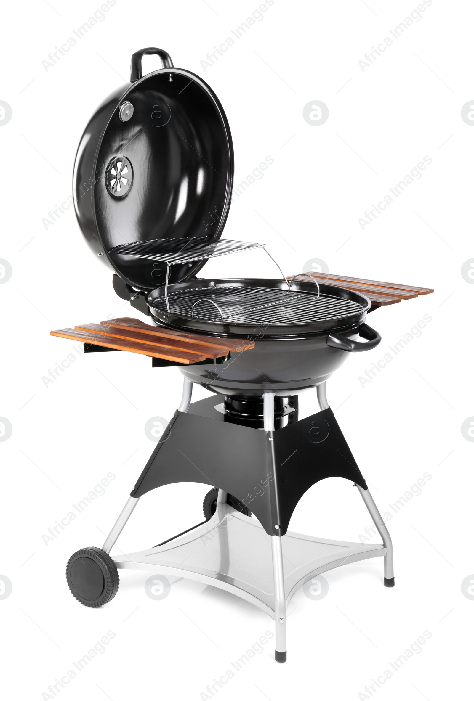 Photo of New modern barbecue grill on white background