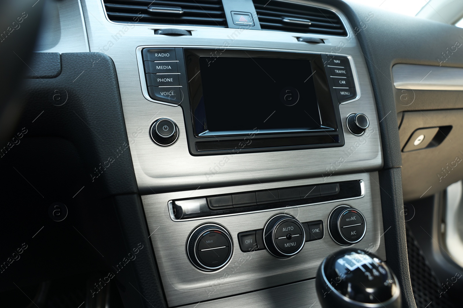 Photo of View of dashboard with vehicle audio in car