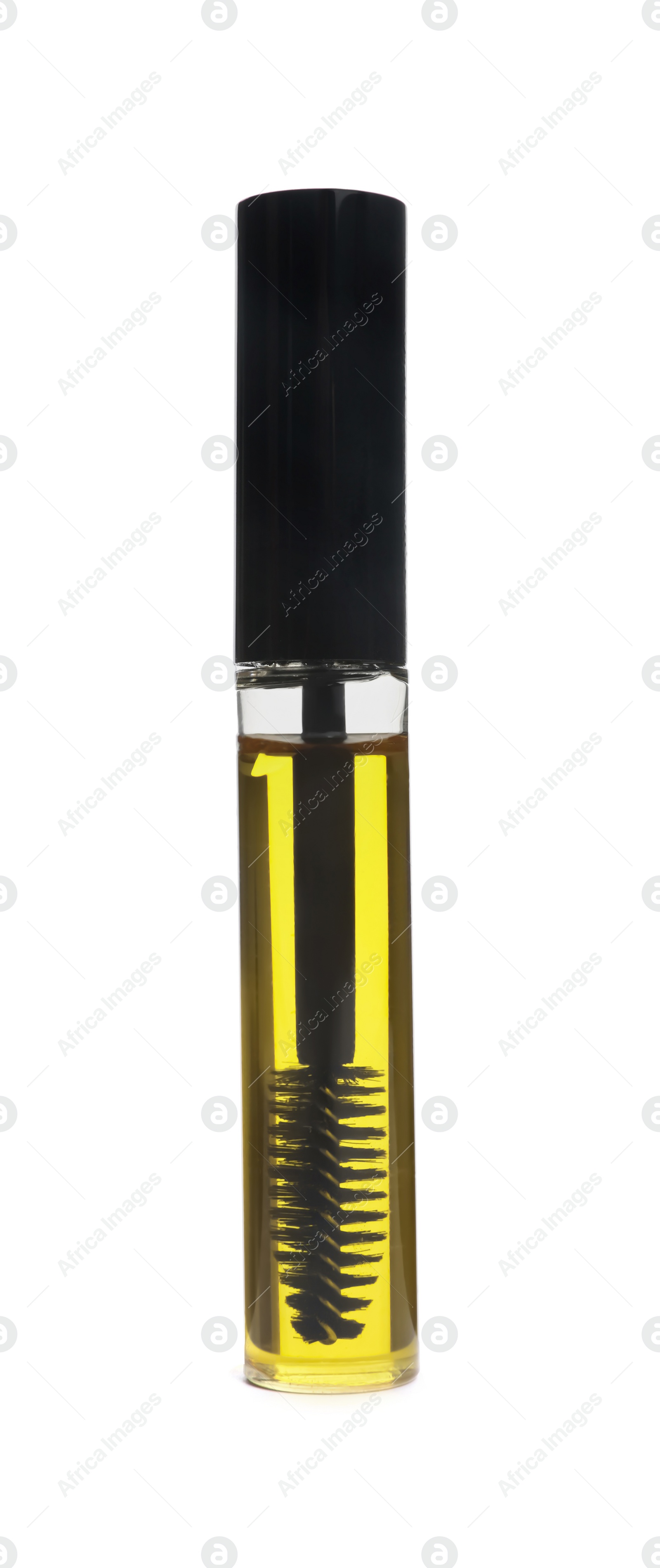 Photo of Tube of eyelash oil isolated on white