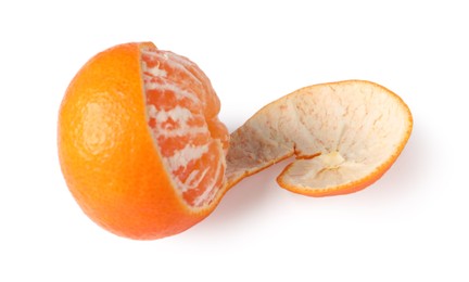 One fresh ripe tangerine isolated on white