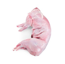 Photo of Whole fresh raw rabbit isolated on white, top view