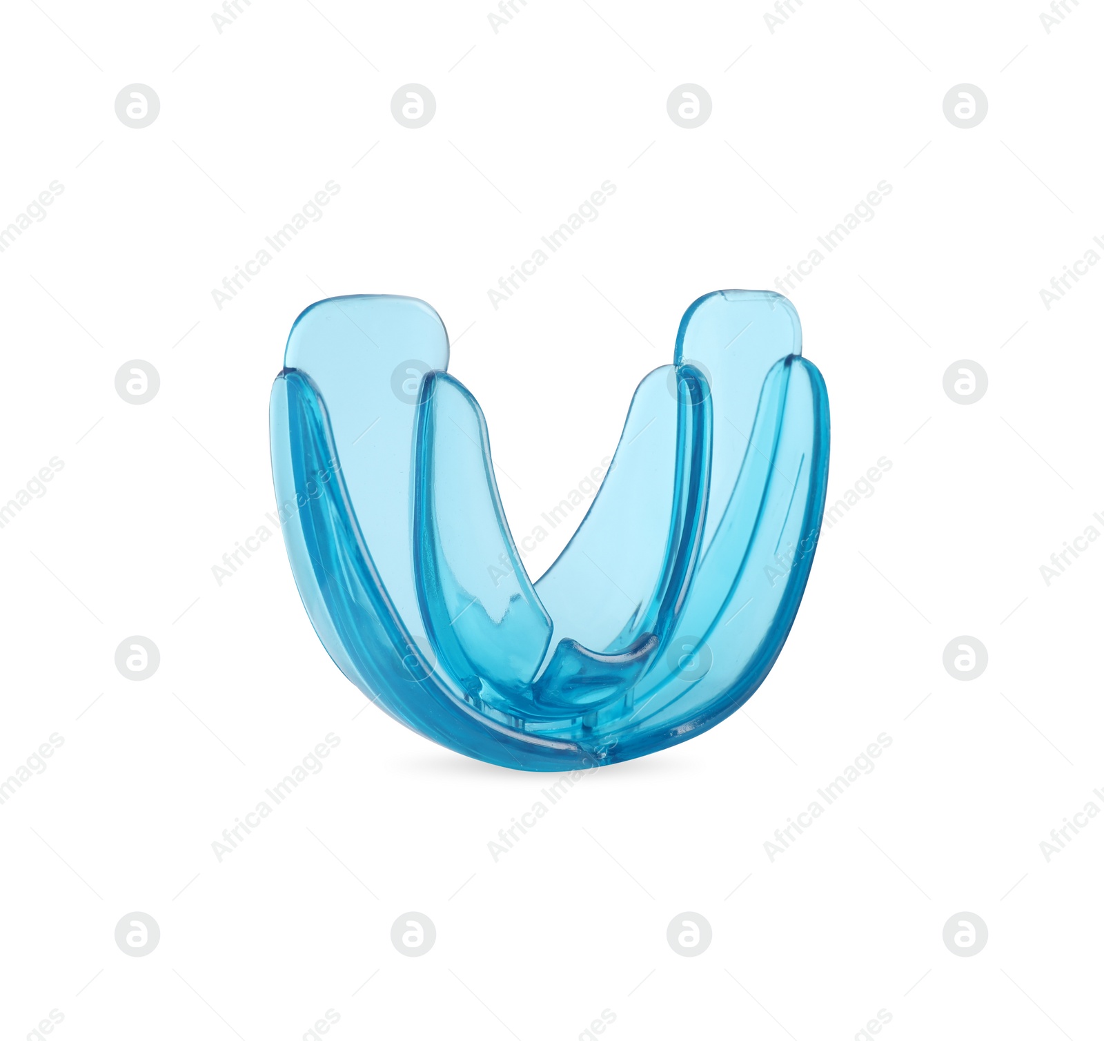 Photo of Transparent dental mouth guard isolated on white. Bite correction