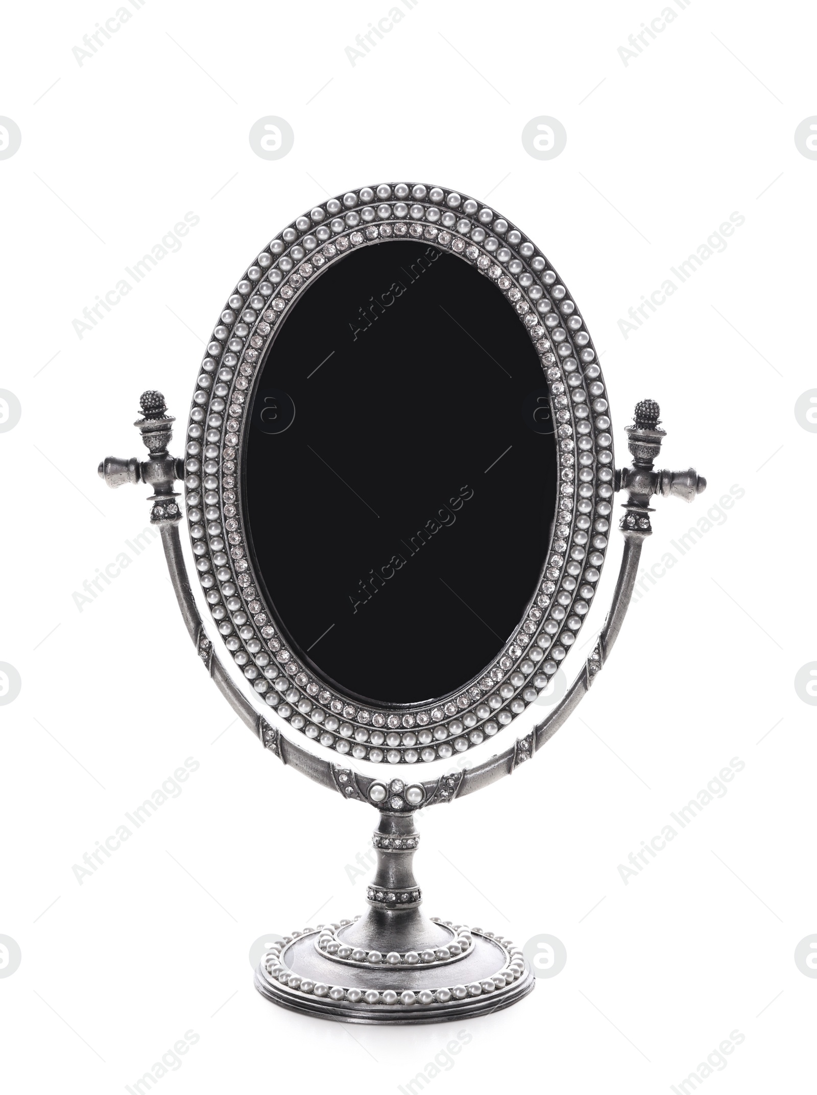 Photo of Vintage small mirror on white background