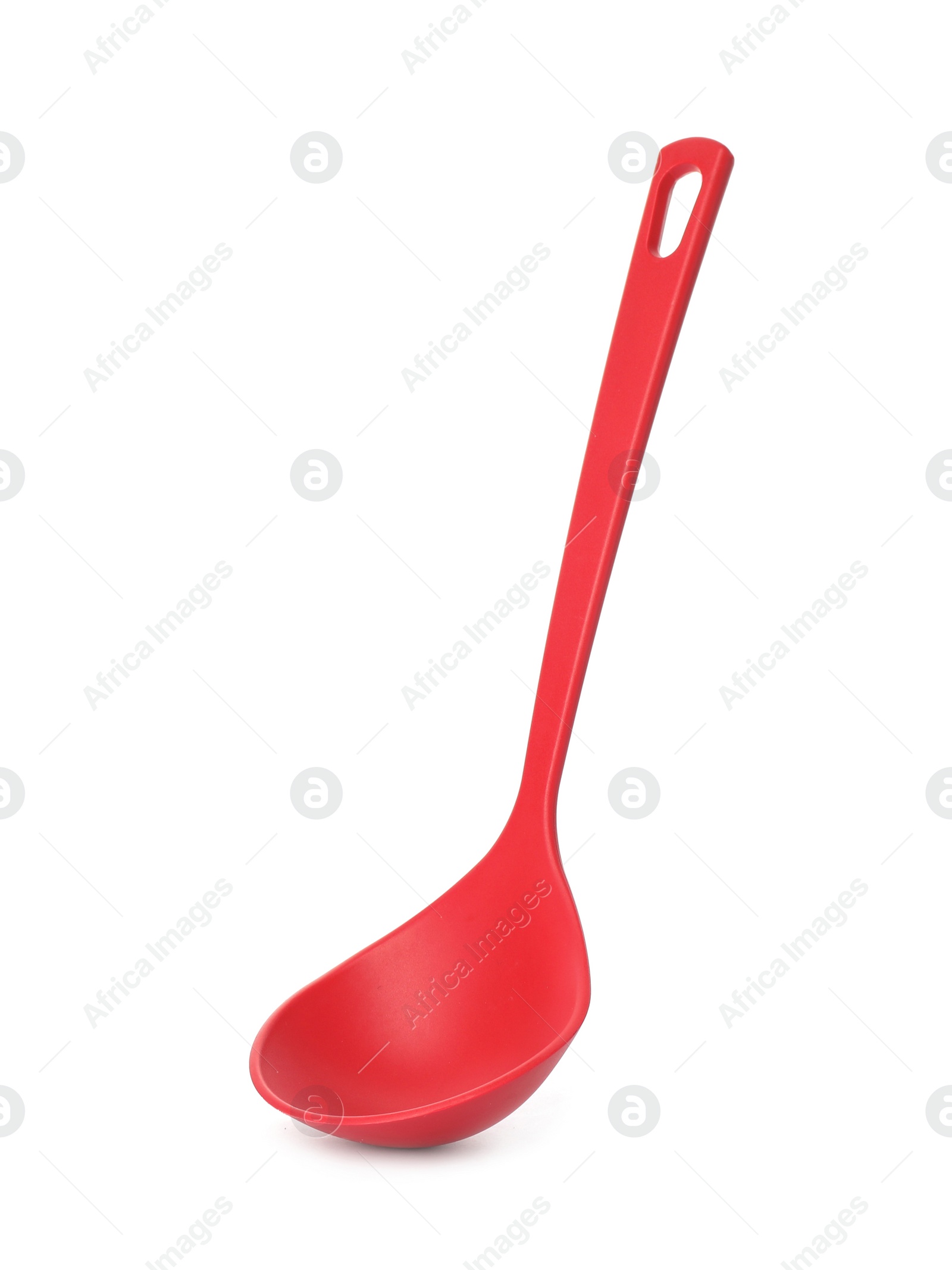 Photo of Soup ladle on white background. Kitchen utensils