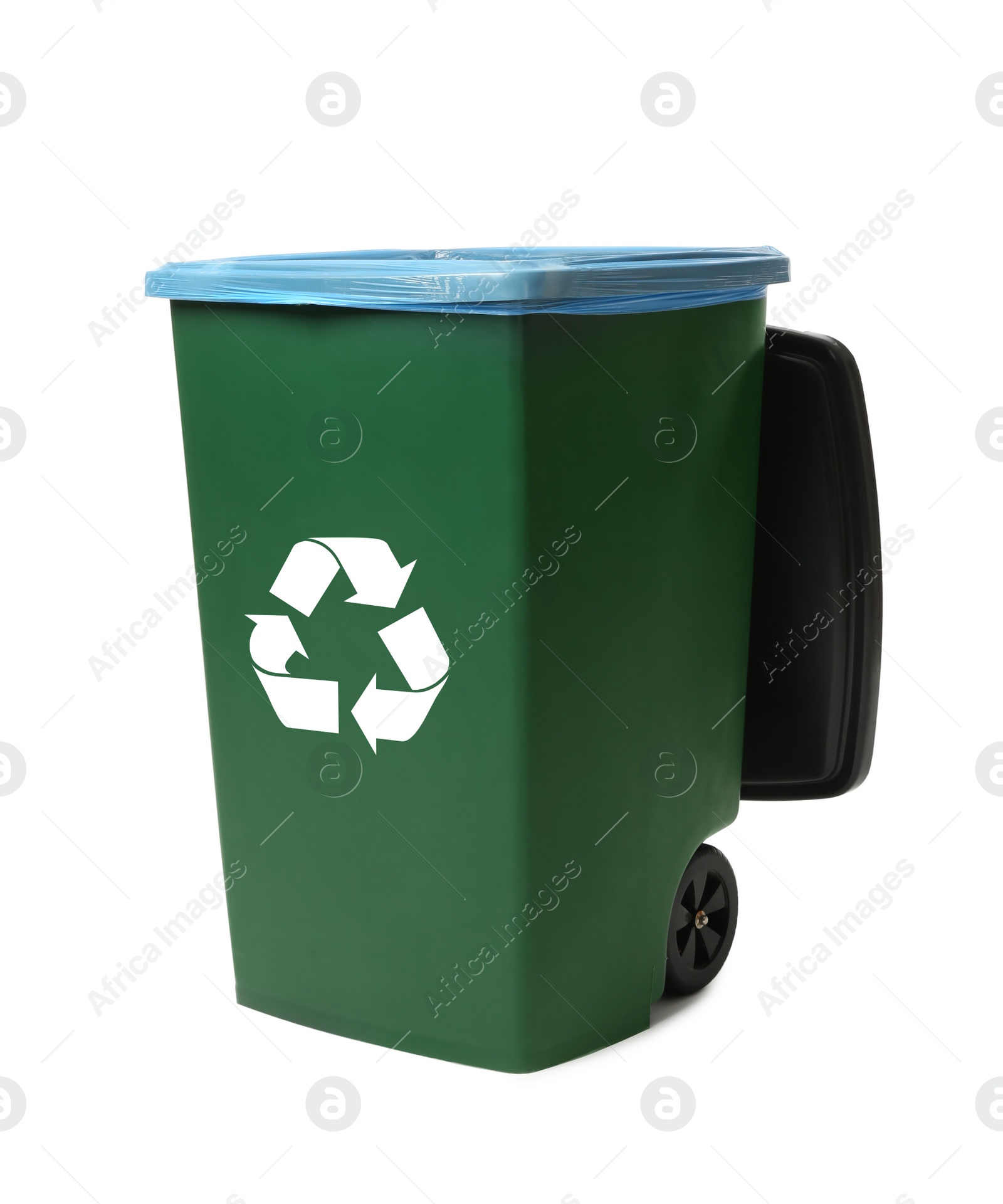 Photo of Trash bin isolated on white. Waste recycling