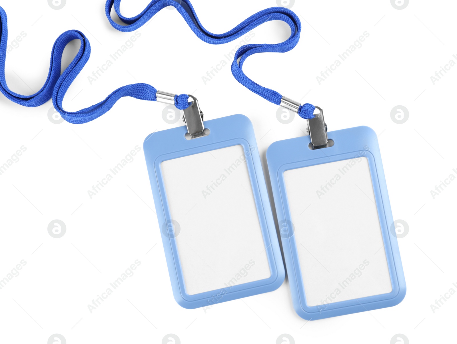 Photo of Blank badges on white background. Mockup for design