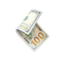 One hundred dollar banknote on white background. American national currency