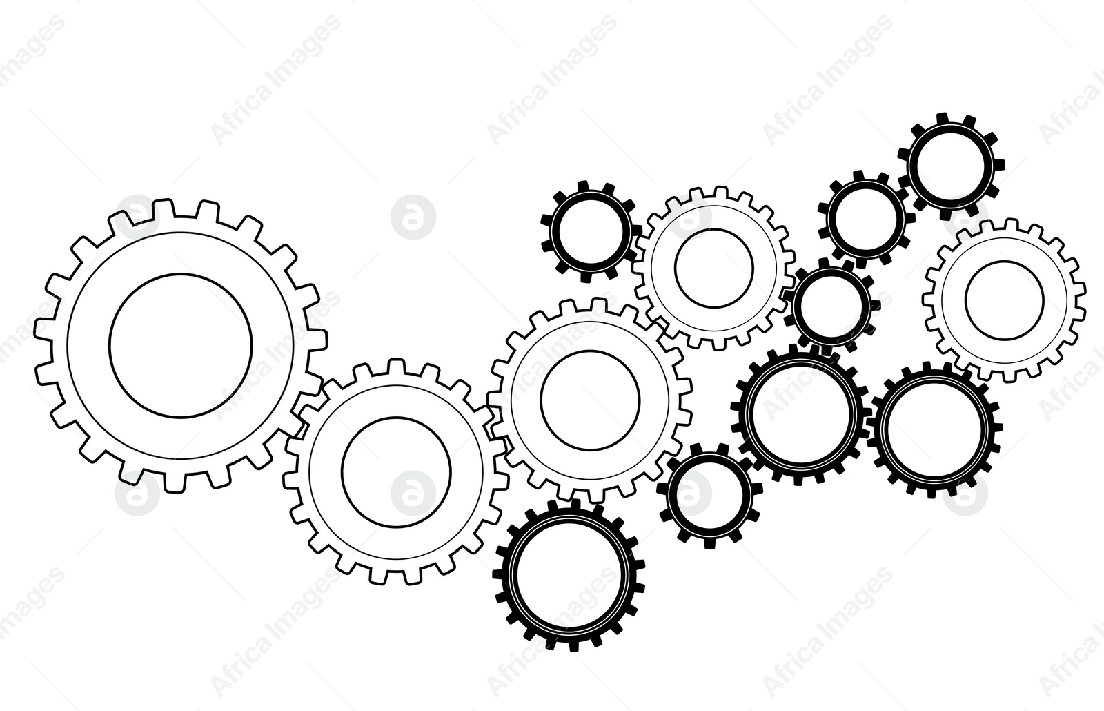 Illustration of  gear mechanism on white background