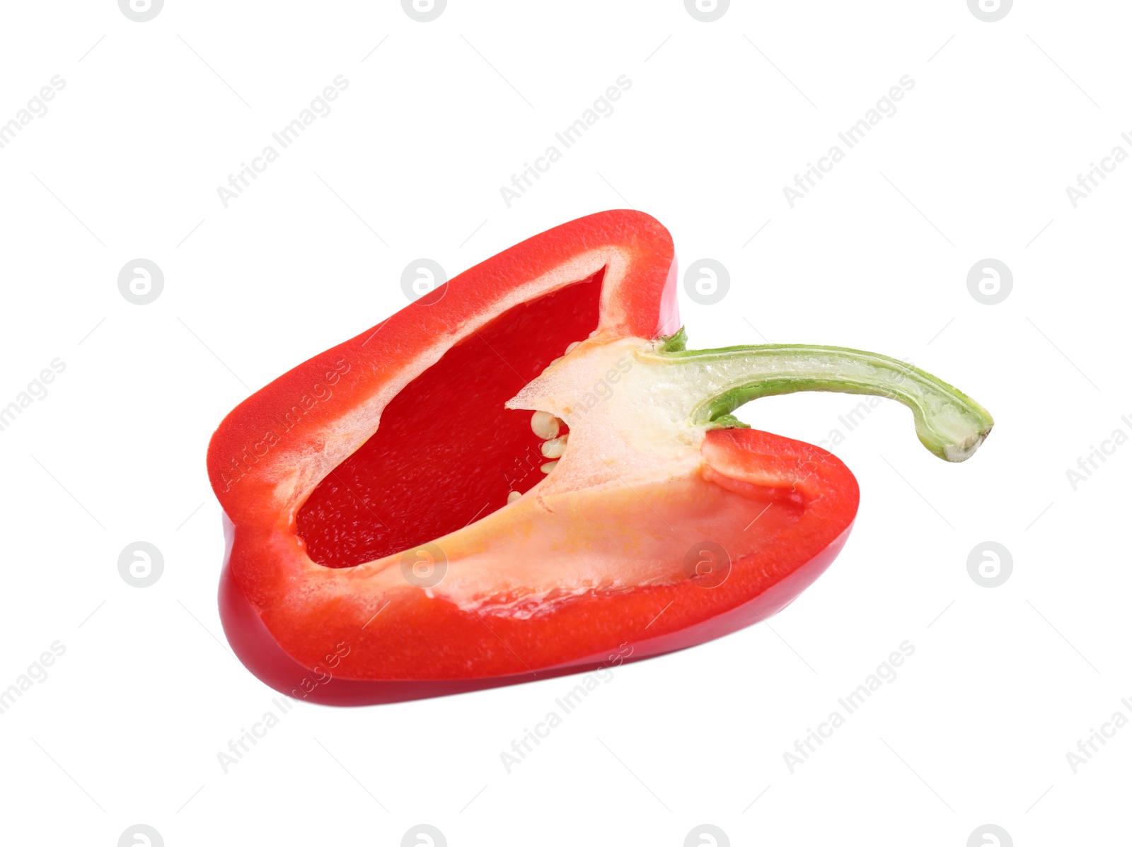 Photo of Cut red bell pepper isolated on white